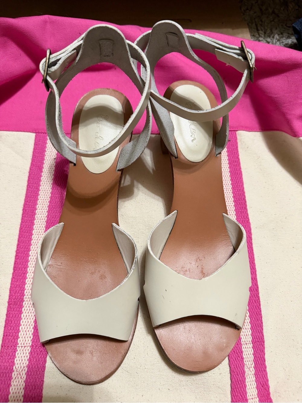 Boden Cream Ankle-Strap Heeled Sandals size 40 US 9